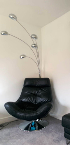 Black leather swivelchair top - black,