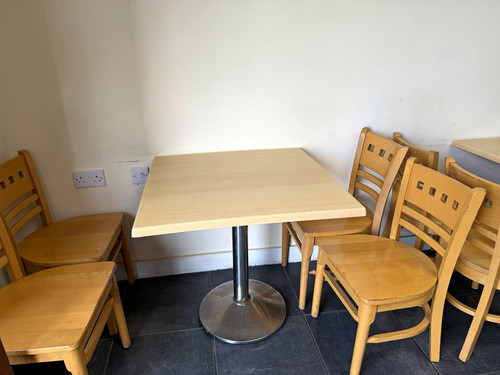 Square light wood dining - wood, table