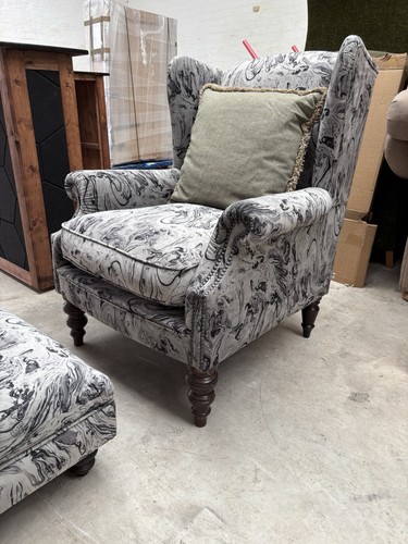 Silver marble affect wingchair