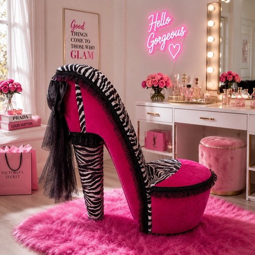 High heel shoe chair - chair, zebra
