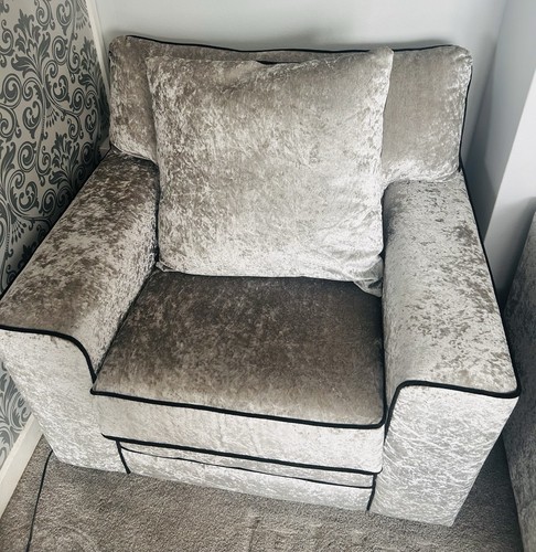 Silver velvet chair with - silver,